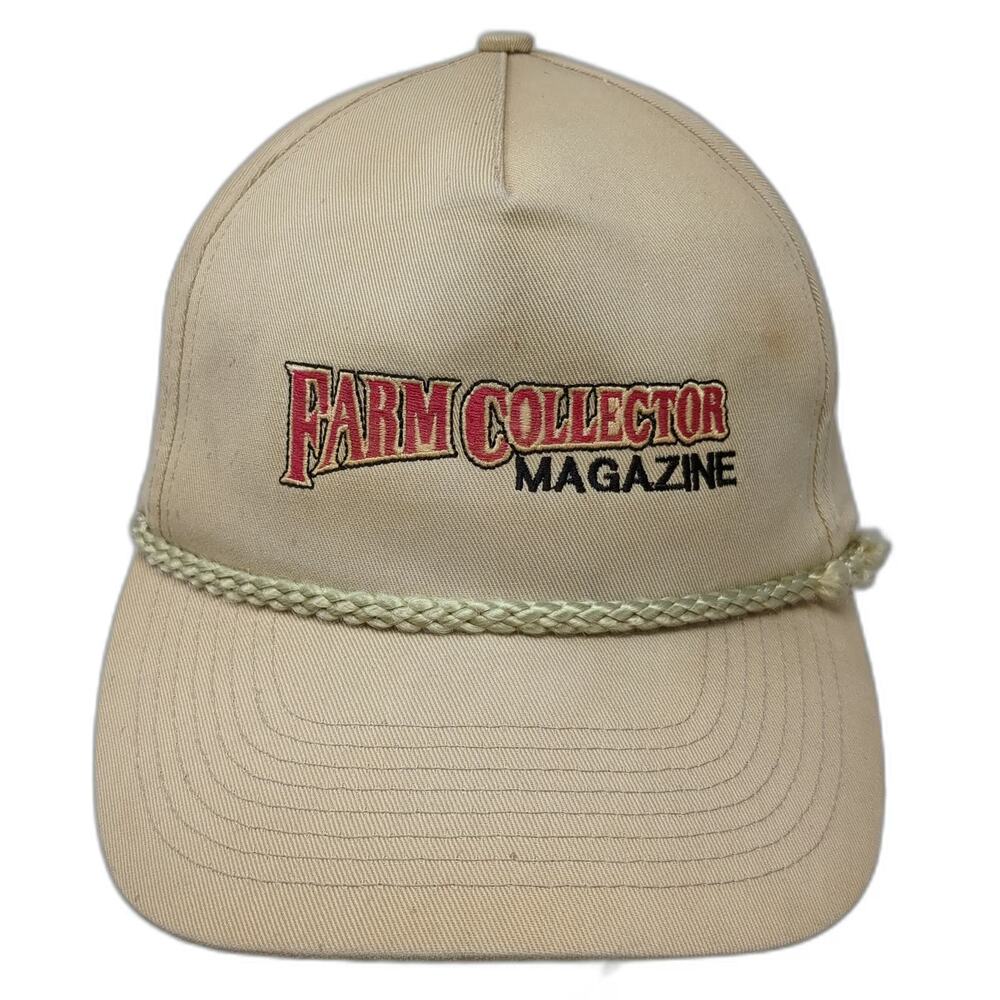 Falcon 5 Panel Beige Hat One Size Farm Collector Magazine Rope Strapback Twill